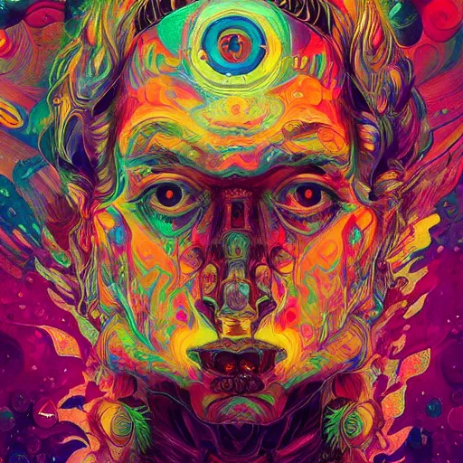 Image similar to An extremely psychedelic experience, colorful, surreal, dramatic lighting, cosmonaut, LSD, face, detailed, intricate, elegant, highly detailed, digital painting, artstation, concept art, smooth, sharp focus, illustration, art by Sam Spratt, Dan Mumford, Artem Demura and Alphonse Mucha