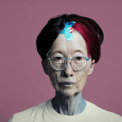 Prompt: abstract 3d female portrait age 70 by james jean and Jason Chan, rendering, redshift, octane