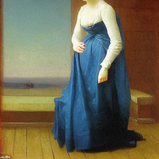 Prompt: a young woman’s face, her hair is white, she wears a long flowing blue satin veil, natural sunlight, by ivan aivazovsky and pieter claesz and paul delaroche and alma tadema and august malmstrom and and willen claesz heda and aelbert cuyp and gerard ter borch and isaac levitan and carl gustav carus, detailed, hyperrealistic, rendered in octane, rendered in redshift