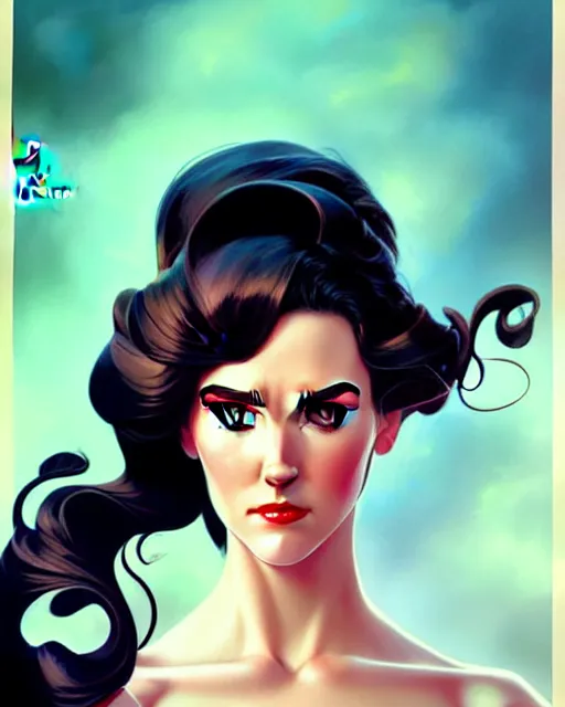 Image similar to a pin up and beautiful fashion charming dreamlke jennifer connelly, symmetrical face symmetrical eyes, character art, art by artgerm lau and wlop and and ilya kuvshinov and john singer sargent, joshua middleton comic art