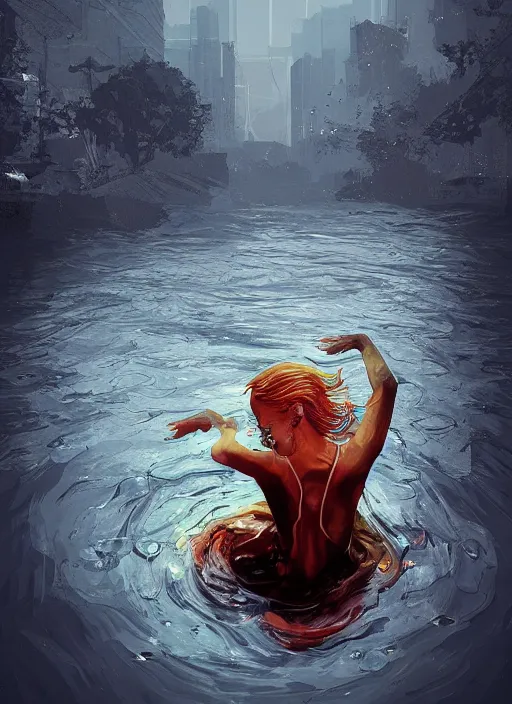 Image similar to drowning, digital art, trending on artstation