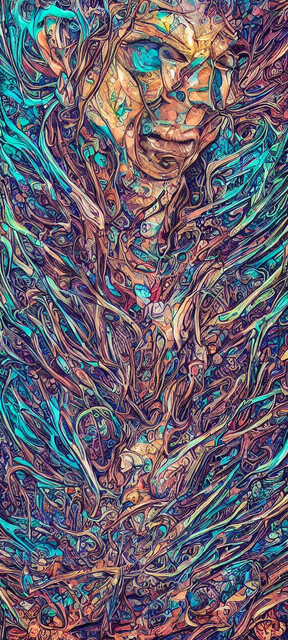 Image similar to android jones alex grey android jones alex grey mark cooper, artgerm artstation award winning photorealistic detailed hypervivid intense fantasy concept art, hypervivid intense mcbess, the sea by dan mumford