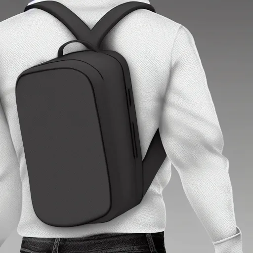 Image similar to man wearing a refridgerator back pack, product rendering, realistic,