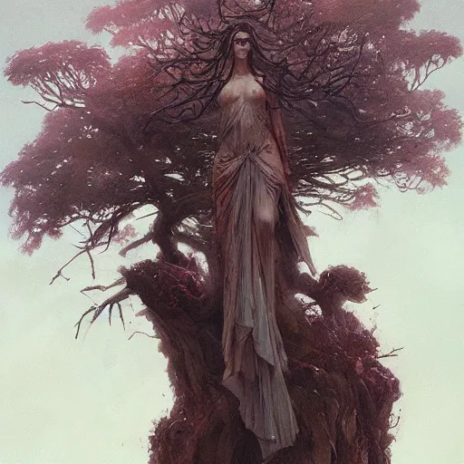 Image similar to A goddess of the forest, trending on Artstation, Greg Rutkowski, Wayne Barlowe