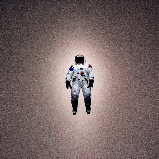 Image similar to photograph of an astronaut against the darkness of space, singular light source from below, full body photo, amazing light and shadow contrast, 8 k