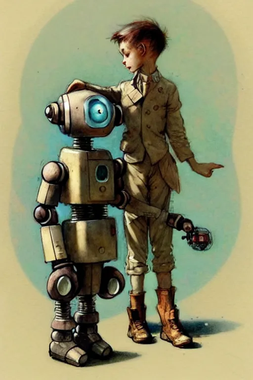 Image similar to (((((1950s boy and his robot . muted colors.))))) by Jean-Baptiste Monge !!!!!!!!!!!!!!!!!!!!!!!!!!!