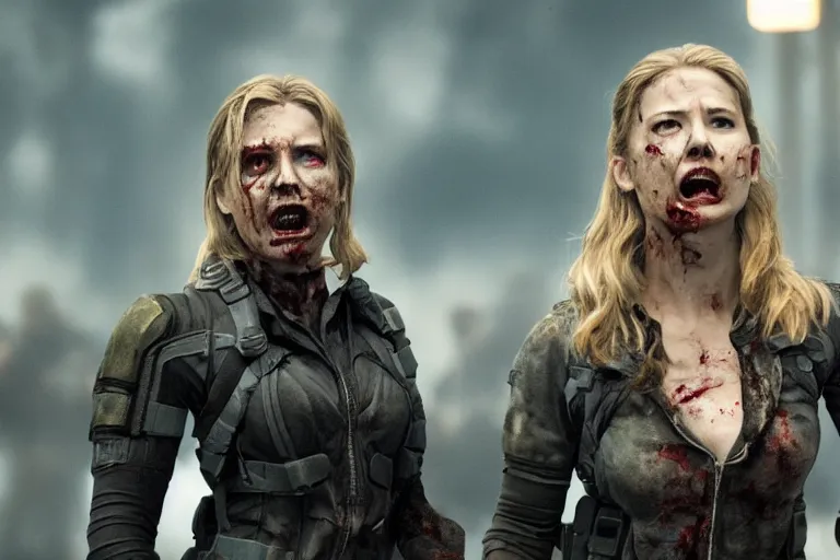 Image similar to film still of zombie zombie Sharon Carter as a zombie in new avengers movie, 4k