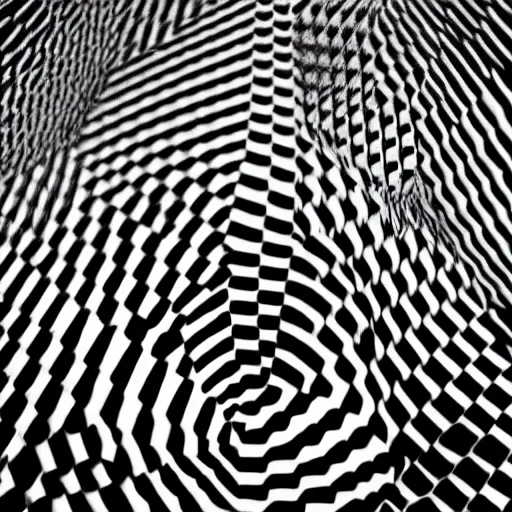 Prompt: optical illusion black and white