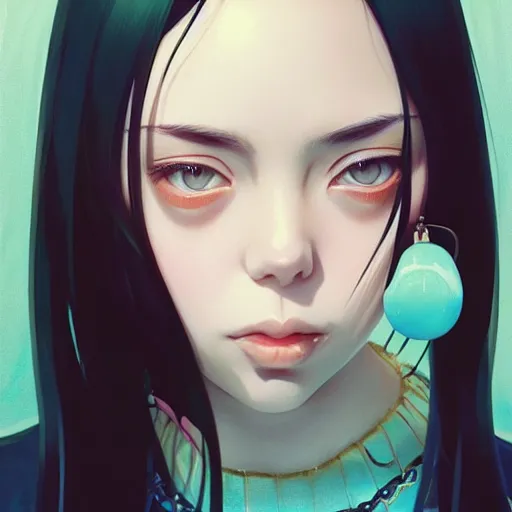 Prompt: a beautiful japanese billie eilish kat dennings alluring instagram model in elaborate latex tank top, by guweiz and wlop and ilya kuvshinov and artgerm and makoto shinkai and studio ghibli, symmetrical eyes, aesthetic, gorgeous, stunning, alluring, attractive, artstation, deviantart, pinterest, digital art