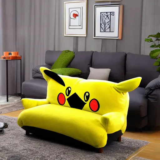 Prompt: a sofa in style of pikachu , photo 4k,