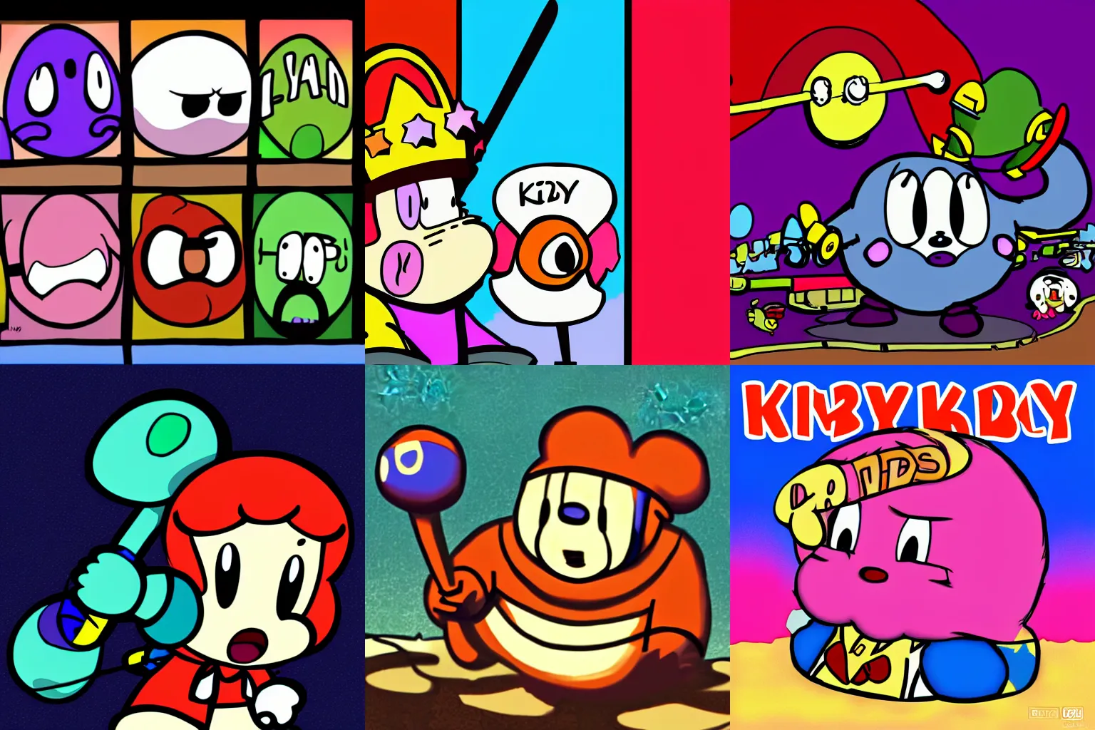 Prompt: Kirby, in the style of Jim Davis, digital art