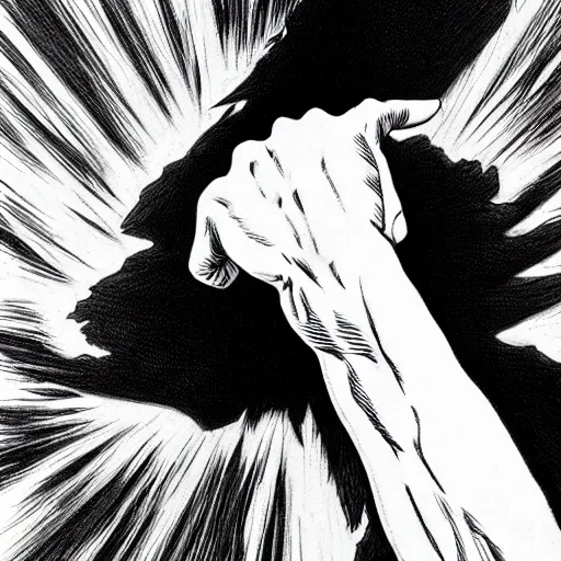 Prompt: the hand of god by kentaro miura