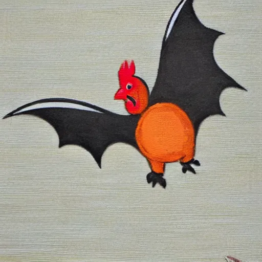 Image similar to ( chicken + bat ) flying