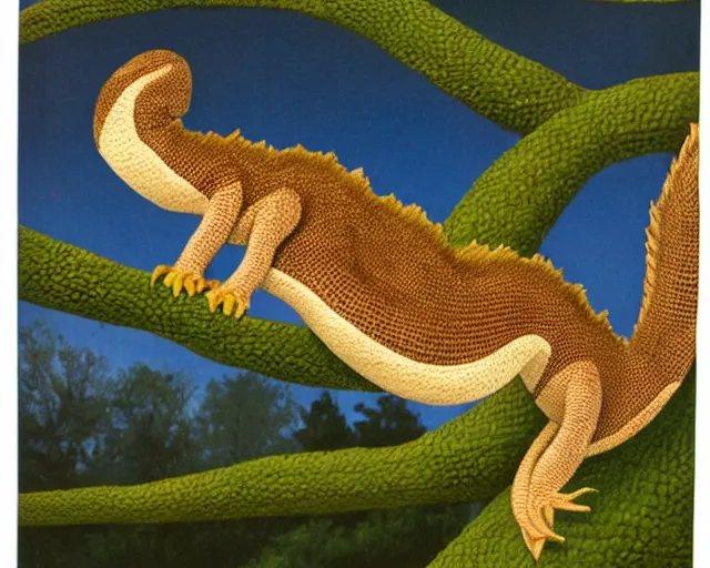 Image similar to plush langford's basilisk, art by national geographic, nature show