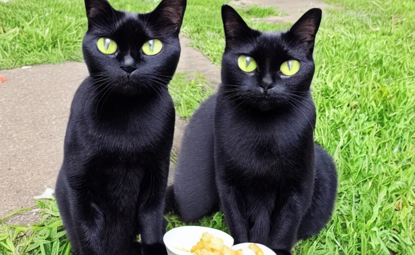 Image similar to a small black cat sitting at the food of god