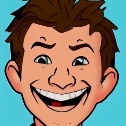 Prompt: tom holland smiling, cartoon