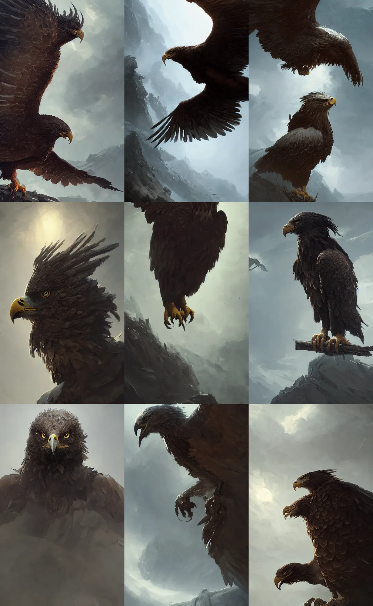 Prompt: a man eagle, concept art, detailed face, fantasy, highly detailed, cinematic lighting, digital art painting by greg rutkowski