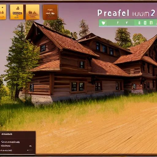 Image similar to Peaceful wooden mansion, unreal engine 5 tech demo