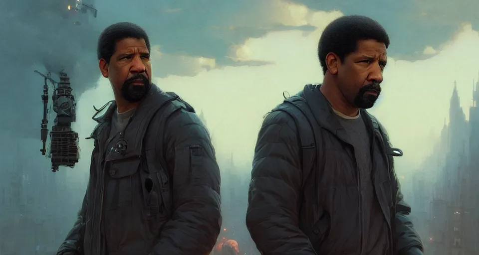 Image similar to highly detailed cinematic portrait denzel washington in training day, happy ambience, stephen bliss, unreal engine, fantasy art by greg rutkowski, loish, rhads, ferdinand knab, makoto shinkai and lois van baarle, ilya kuvshinov, rossdraws, tom bagshaw, global illumination, detailed and intricate environment