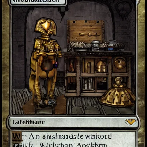 Image similar to arcane automaton in an alchemist's workshop