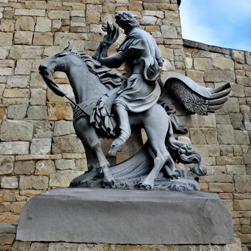 Image similar to beautiful stone sculpture of st George and the dragon