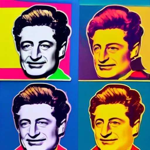 Image similar to zelenskiy, president. face like in his photographs. intricate sticker design by andy warhol