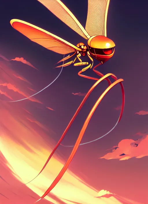 Image similar to illustration of a thopter from magic the gathering, ilya kuvshinov, anime, pixiv top monthly, trending on artstation, cinematic, danbooru, zerochan art, kyoto animation