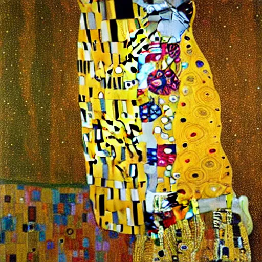 Prompt: A very detailed oil painting of a huge spaceship by Gustav Klimt