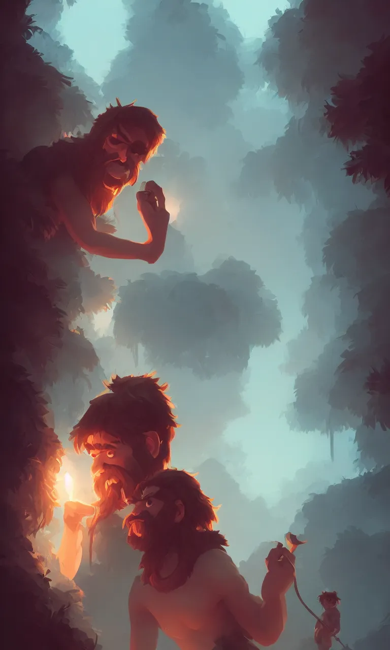 Prompt: a caveman using an iphone, ambient lighting, 4k, lois van baarle, ilya kuvshinov, rossdraws, artstation