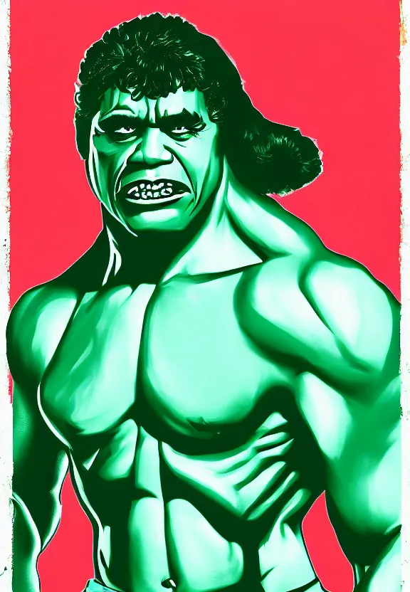 Prompt: Obama Hulk by Beeple with a little Andy Warhol influence