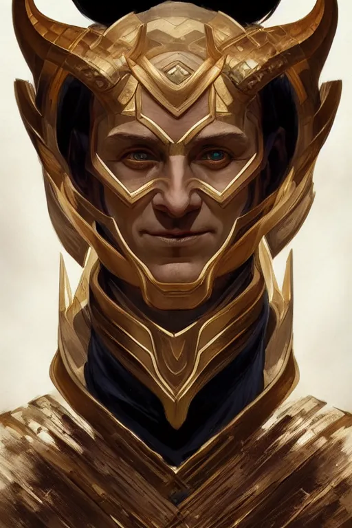 Image similar to symmetry!! portrait of loki in the style of god of war, machine parts embedded into face, intricate, elegant, highly detailed, digital painting, artstation, concept art, smooth, sharp focus, illustration, art by artgerm and greg rutkowski and alphonse mucha, 8 k