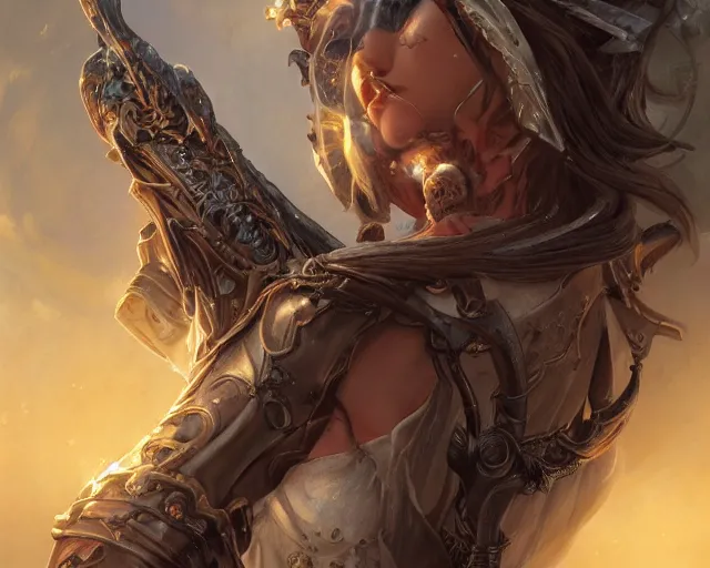 Prompt: Death is swallowed up in victory, very detailed and beautiful face, artwork by artgerm, centered shot, wide angle, full body, DD, fantasy, highly detailed, digital painting, artstation, smooth, sharp focus, art by thomas kinkade and Stephan Martiniere and Kevin Swartz