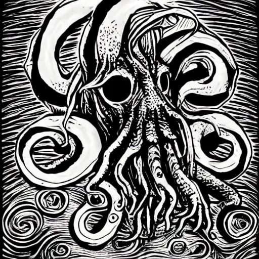 Prompt: cthulhu in the style of junji ito