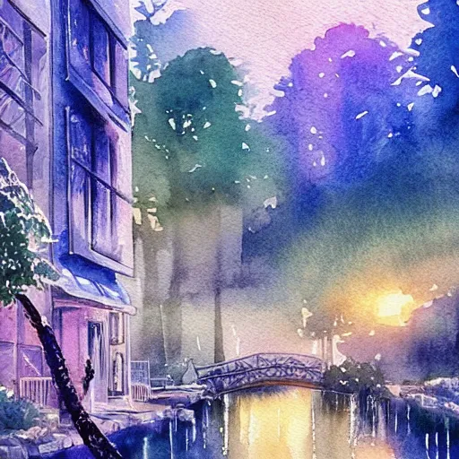 Prompt: Beautiful happy picturesque charming sci-fi town in harmony with nature. Beautiful light. Water and plants. Nice colour scheme, soft warm colour. Beautiful detailed artistic watercolor by Vincent. (2022)