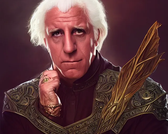 Image similar to photography of ric flair, deep focus, d & d, fantasy, intricate, elegant, highly detailed, digital painting, artstation, concept art, matte, sharp focus, illustration, hearthstone, art by artgerm and greg rutkowski and alphonse mucha