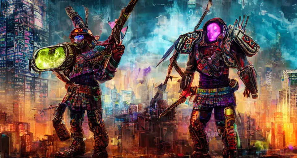 Image similar to mapuche, cyberpunk, conquest, high detail,