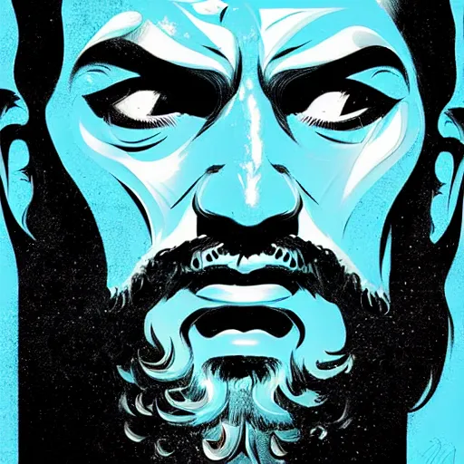 Prompt: the god poseidon, poseidon, portrait, illustration, digital art, concept art, by butcher billy