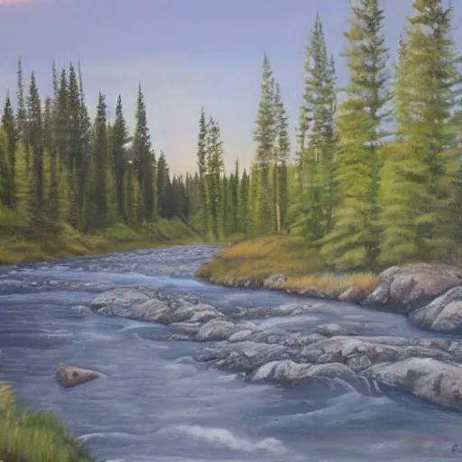 Image similar to painting of the Chinchaga River, Alberta