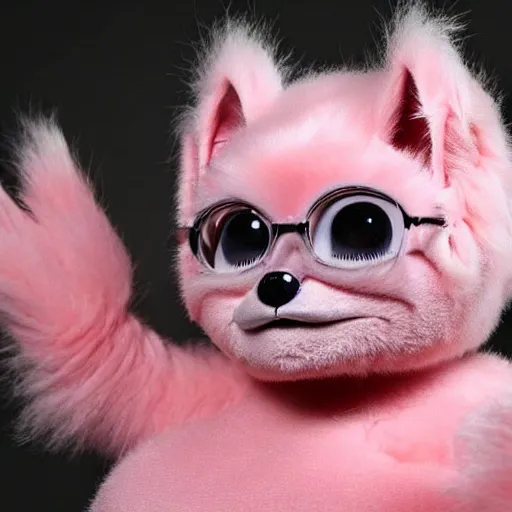 Image similar to photo of an obese giant hairless furby that has been completely shaved and had pinkish skin