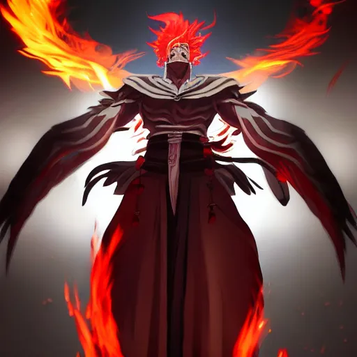 Prompt: portrait of dark biden the mankind god of flames, anime fantasy illustration by tomoyuki yamasaki, kyoto studio, madhouse, ufotable, square enix, cinematic lighting, trending on artstation