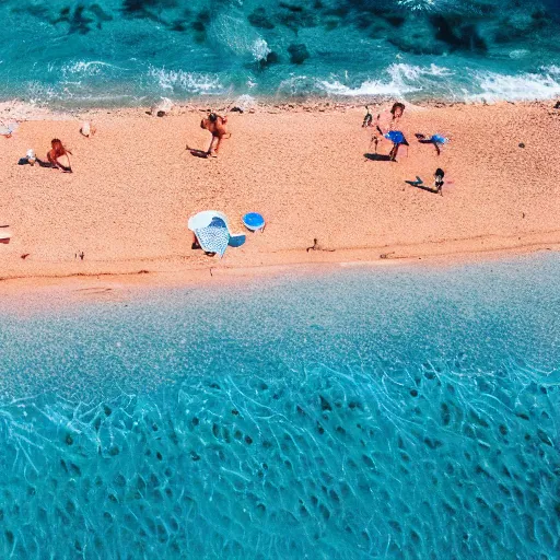 Prompt: beach with blue sand