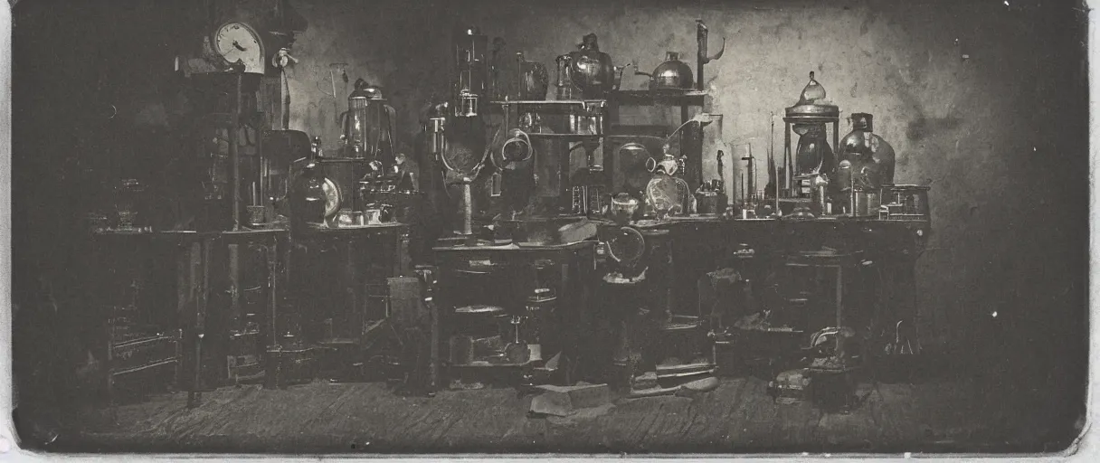Image similar to detailed daguerreotype of a honey badger as watchmaker in workshop, steampunk laboratory, vintage style, wet collodion, steampunk, sepia, monochrome black and white, artistic photo from late xix century, high resolution, dark atmosphere