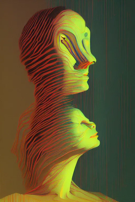 Image similar to woman wearing oculus and digital glitch head edward hopper and james gilleard, zdzislaw beksisnski, higly detailed