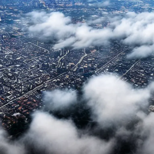 Image similar to a city in the middle of the clouds