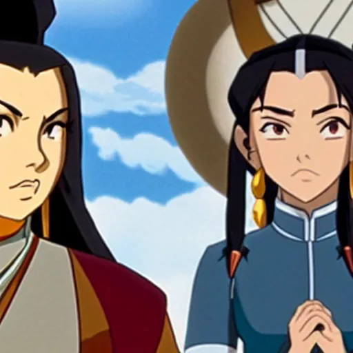 Prompt: Azula gazing longingly at Sokka, legend of korra