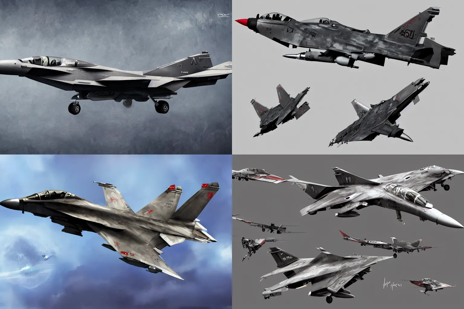 Prompt: iconic fighter jet designed by yoshitaka amano, realistic, tomcat raptor hornet falcon, digital art, trending on artstation, detailed