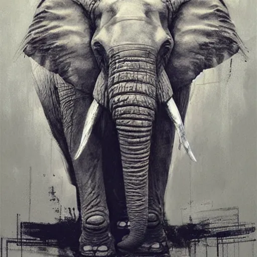 Prompt: portrait of an impressive big elephant, artwork by guy denning and charlie bowater,