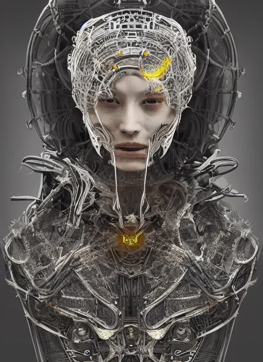 Prompt: portrait of futuristic king arthur knight medusa cyborg, kintsugi, x - ray, steam and cyberpunk, modern fine art, fractal, intricate, elegant, highly detailed, digital photography, subsurface scattering, by jheronimus bosch and james jean,