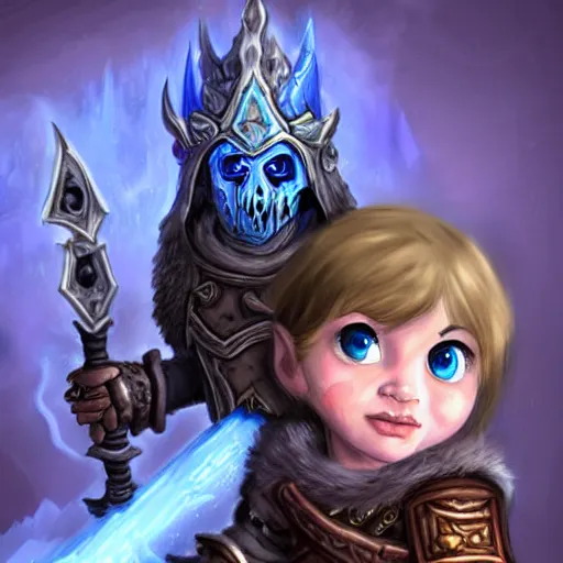 Prompt: world of warcraft lich king as a little girl