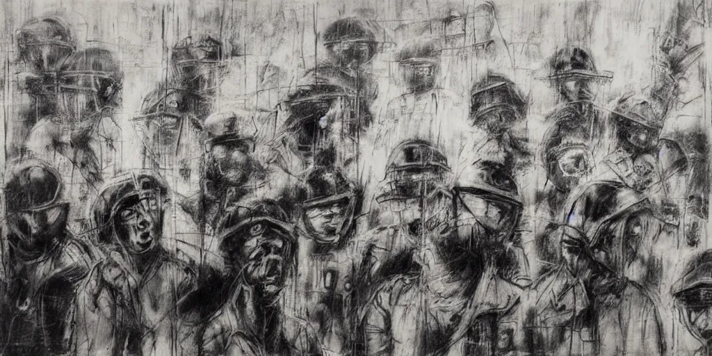 Image similar to protesters against police by Guy Denning